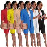 Color Women's Polyester Coat Shorts Two-piece