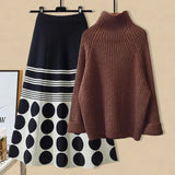 Korean Version Of The Suit Women's 2025 Autumn And Winter High-End Relaxation Knitted Sweater Half-Dress