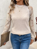 Hollow T-Shirt Lace Splicing Long Sleeve