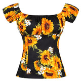 Women's Tshirt Vintage Retro Party Wear Lemon Print Yellow Short Sleeve Off Shoulder Lace-Up Slim Ladies Summer Tops Tee