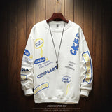 Trendy Men Sweatshirt Stitching Loose Top Big Long-Sleeved Sweatshirt Round Neck Sweatshirt