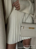 Sale Of Pure Color Round-Neck Sweater Plus 100-Fold Skirt Suit Woman 2025 New Knitted Short Skirt