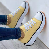 Spring and Autumn New Canvas Shoes Lace Up Thick Bottom Large Size Muffin Bottom Low Top Comfortable Casual