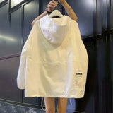 Autumn Quick Dry Women's Jackets Coats Windbreaker Sun Protection Patchwork Color Double Zipper Thin Summer Women