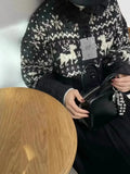Buttoned Retro Printed Cardigan- Outfit