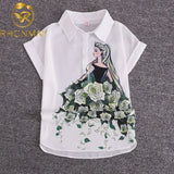 Summer New Floral Short Sleeve Vintage Blouse Turn Down Collar Shirt Blusas Feminino Ladies Blouses Womens