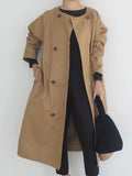 for Women 2022 New Style Round Collar Long Windbreaker Women Casual Women's Autumn Coat Trench Winter Clothes Women