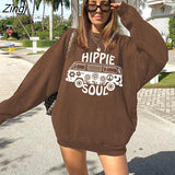 Hippie Soul Buses Print Women Sweatshirts Autumn Winter Pullovers Hoodies Women Long Sleeve Sweatshirt Sport
