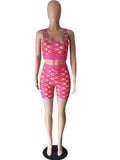 Sexy Print Moon Matching Set Women Sleeveless Tank Top And High Waist Shorts Two Pieces Suit Clubwear