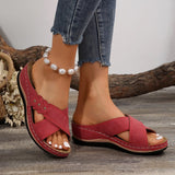 And Flat Bottom Casual Slippers Women 2025 Cross With Solid Color Large Size Shoes