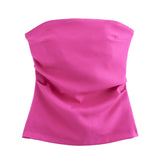 Fashion Folded Women's New Trend Brag Vest Solid Color Bhise Repair Body Small