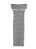 Off Shoulder Knitted Dresses For Women Striped Midi Bodycon Dress Women Black White Sexy Long Dress Woman Summer