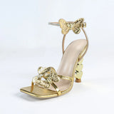 Ms. New Butterfly Decorative Water Drill Cross After The Belt Side Toe Coarse