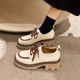 autumn new college small leather shoes women's thick bottom patent leather lace-up loafers retro shoes women's