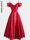 De Soiree Solid Satin Long Women Dress A-Line Off The Shoulder Elegant Summer Gowns For Party Ladies Maxi Dresses