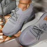 Sneakers Women's Shoes Single Shoes Spring New Thick-Soled Solid Color Tie With Flying Knitted Old Dad