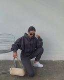 Basic Solid Hooded Tracksuit SetOutfit
