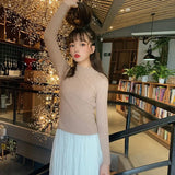 Harajuku Half High Collar Y2k Knitted Sweaters Women Autumn Winter Solid Colors Slim Pullovers Female Casual Korean