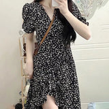 Zingj Break French Black Floral Dress Female Summer 2024 New Small Feeling Chiffon Temperament Dress-Outfit