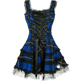 Plaid Printed Lock Lace-up Sleeveless Mesh