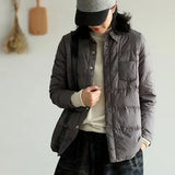 Autumn Winter Women Turn Down Collar Down Coat Ultra Light 90% White Duck Down Jacket Single Breasted Windproof