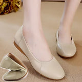 Zingj Large Size Women's Shoes 41-43 Spring Model 2024 New Versatile Flat Leather Shallow Single Shoes Soft Sole Mother Shoes-Outfit