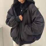 Wool With Padded Jacket And Coat On Both Sides Women's Y2K New Love Lazy Wind Fashion Cotton-Padded Jacket Casual Joker