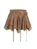 Vintage Pleated Skirt Women's Summer Streetwear Ladies Korean Y2k Short Skirt Casual All Match Female Punk Brown Mini