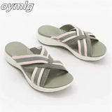 Summer Cross Wedge Casual Daily Slippers Elastic Sandals Wholesale Thick Bottom Beach Drag Women slippers