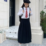 Japanese Women Solid White Shirts Spring Jk Preppy Style Long Sleeve Student Blouse Fashion Button Female Pocket Tops