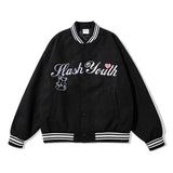 Hop Baseball Jacket Man Coat Smiley Letter B Embroidery Patchwork Oversized Streetwear Bomber Varsity Fashion Street