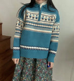 Half Zip Christmas Knit Pullover- Outfit