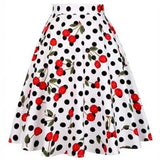 Summer Midi Skirt Runway Vintage Rockabilly Sundress Red Womens Sexy Pinup 50S Cotton Polka Dot Pattern Skater
