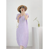 Folded High-End High-End Summer Loose Short-Sleeved Big Brand Age Reduction Medium-Long Design
