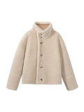 Winter Korean Style Coats Women's Stylish Jackets Fur Integrated Motorcycle Jackets Thickened Lamb Wool Quilted Short