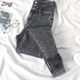 Thick Warm Casual Fashion Denim Pencil Pants Velvet Women High Waist Skinny Jeans Fleece Warm Slim Fit Stretch