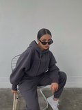 Basic Solid Hooded Tracksuit SetOutfit