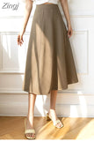 Women's Skirt 2023 Spring Women High Waist Solid Vintage Girl's Waist Down Skirt Knee-length A-line Fashion Thin Skirt for