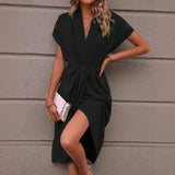 V-Neck Temperament Elegant Irregular Sleeves Of Pure Color Bag