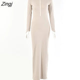 Sexy Bandage Full Sleeve Party Dress Women Solid Color O-Neck Summer Maxi Bodycon Dresses For Ladies Autumn