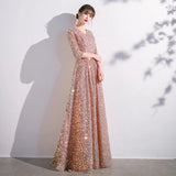 Dress Light Luxury Niche Banquet Host Graduation Dress 2025 New Champagne Long-Sleeved Art Exam