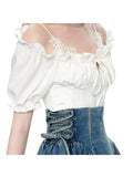 Women Bandage Decoration Fishbone High Waist Denim Skirts Sexy Mini Length Skirt Temperament Fashion Puffy Skirt 2023