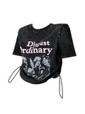 Summer Funny Shirt Women T-Shirts Y2k Harajuku Fashion Korean Vintag Print Crop Tops Vintage Short Sleeve Gothic Black