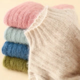 100% Mink Cashmere Knitted Pullover Women's Sweater Jumper Super Warm Female Soft Elasticity Slim Sweater Full