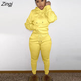 Autumn Gray 2 Two Piece Sets Tracksuit Womens Outfits Black Fleece Hoodies Pants Sets Suits Ladies Sweatsuit For