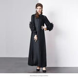 Folds Solid-Colored Dress Women's Niche Light-Cooked Three-Dimensional Flowers Loose Thin-Skinny Long