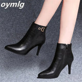 toe stiletto boots women's small heels medium heels high heels new autumn winter single boots fashion women's short