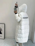 Winter Women 90% White Duck Down Coat Thick X-Long Puffer Jacket Large Size Loose Warm Overcoat Female Hooded