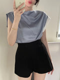 Zingj Size Update Chic Summer French Design Sense Splicing Color Short Sleeve T-Shirt Women's Temperament Simple Top-Outfit