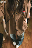 Vintage Loose Blouse Women Safari Style Shirt Cargo Camisa Half Sleeve Chemise Femme Summer Y2k High Street